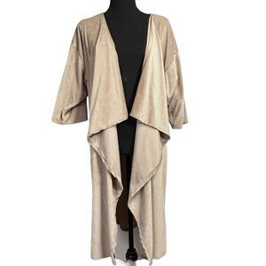 LuLaRoe Beige Shirley Duster Open Long Cardigan Draping Front